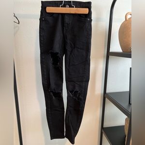 Topshop black distressed jean